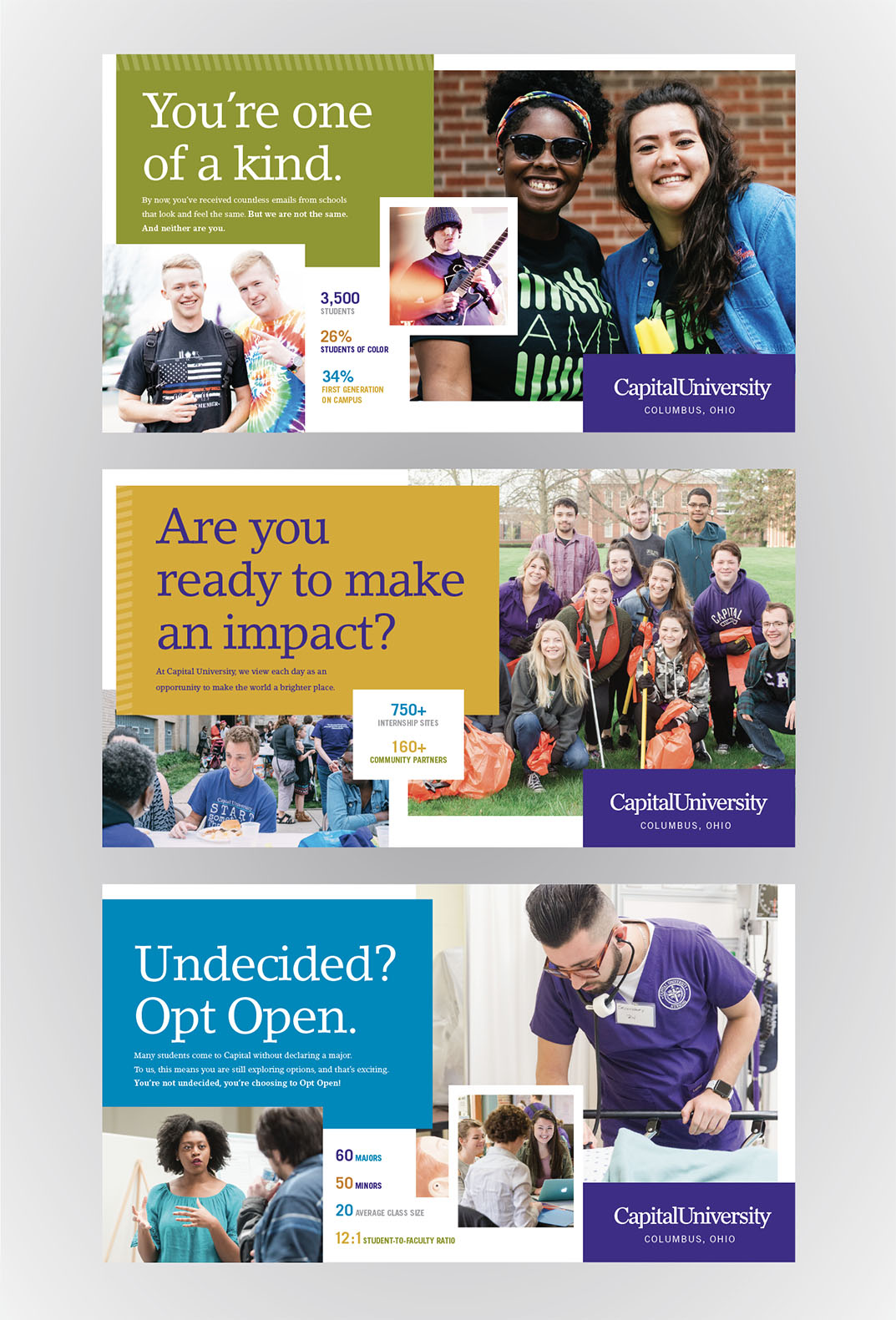 Print Design | Direct Mail | Admissions | Capital University | Peebles Creative Group