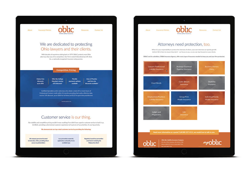 OBLIC | OSBA | Ohio State Bar Association | Liability Insurance | Peebles Creative Group | Branding | Website Design | myOBLIC