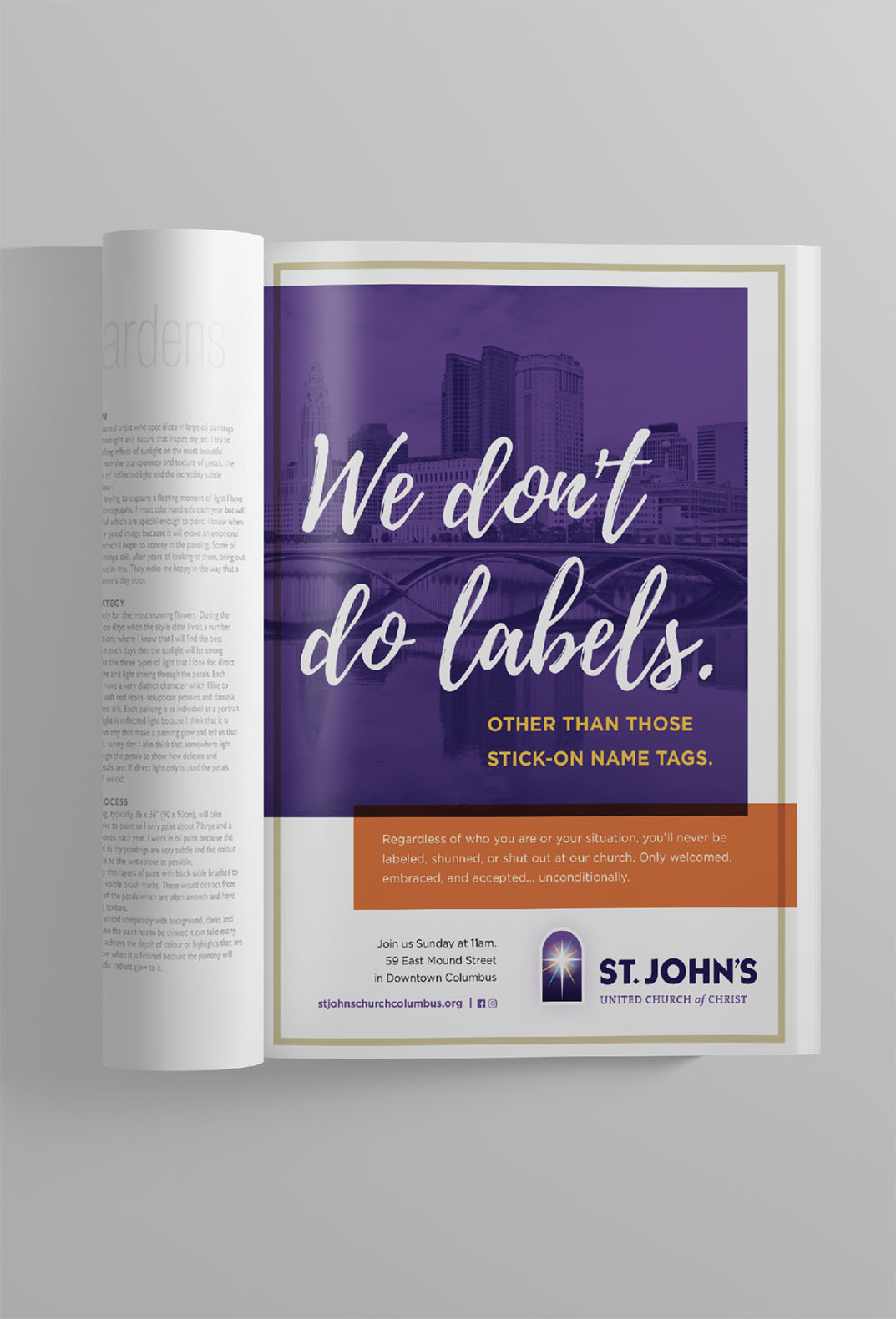 Branding | Print Design | Advertising | Christian | Faith Based | St Johns United Church of Christ | Downtown Columbus | Largest Table | Peebles Creative Group
